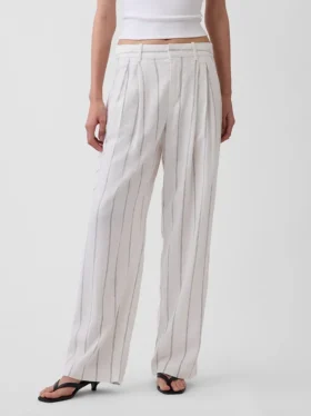 Pantalones de mezcla de lino de talle alto 365