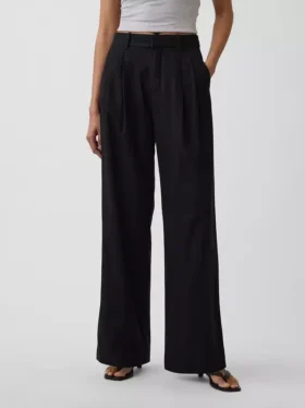 Pantalones de mezcla de lino de talle alto 365