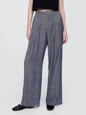 Pantalones de mezcla de lino de talle alto 365