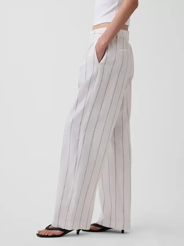 Pantalones de mezcla de lino de talle alto 365