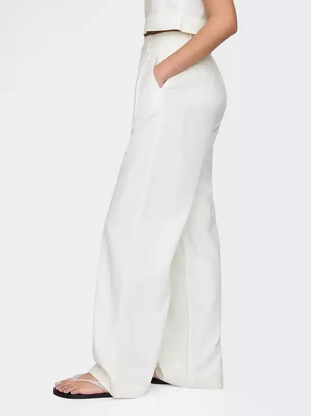 Pantalones de mezcla de lino de talle alto 365