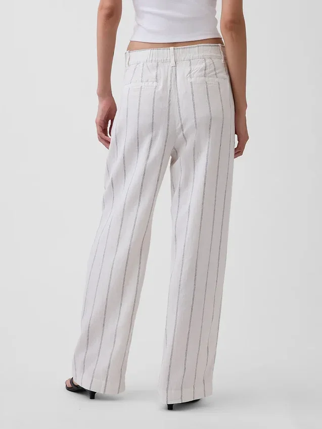 Pantalones de mezcla de lino de talle alto 365