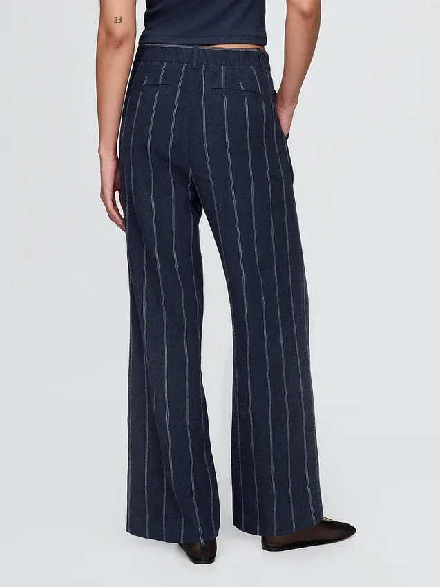Pantalones de mezcla de lino de talle alto 365
