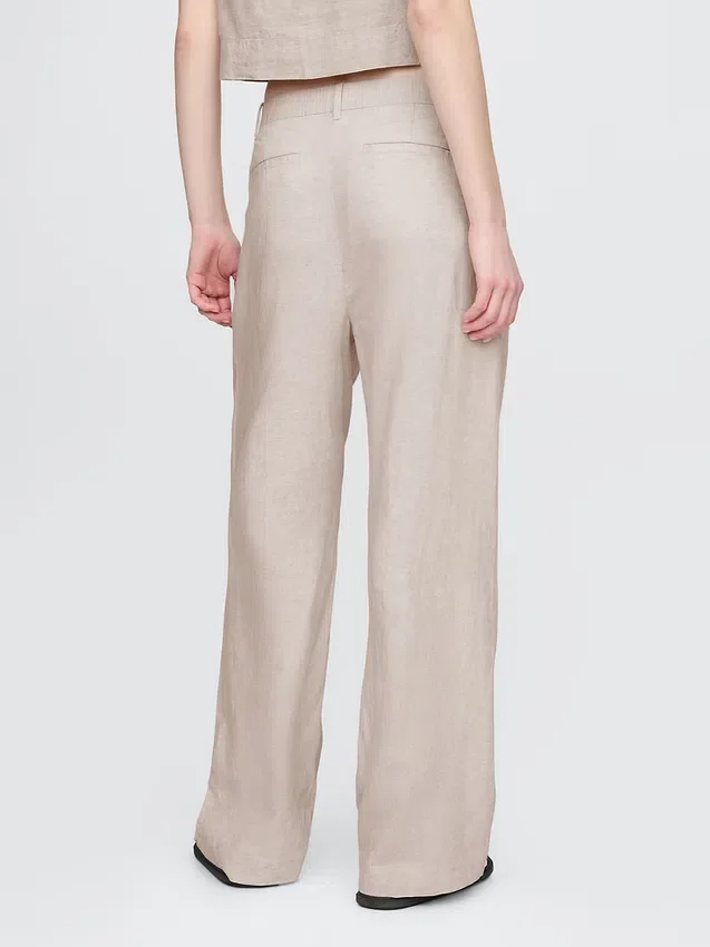 Pantalones de mezcla de lino de talle alto 365
