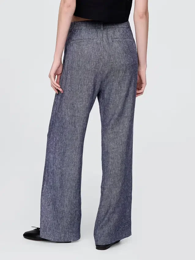 Pantalones de mezcla de lino de talle alto 365