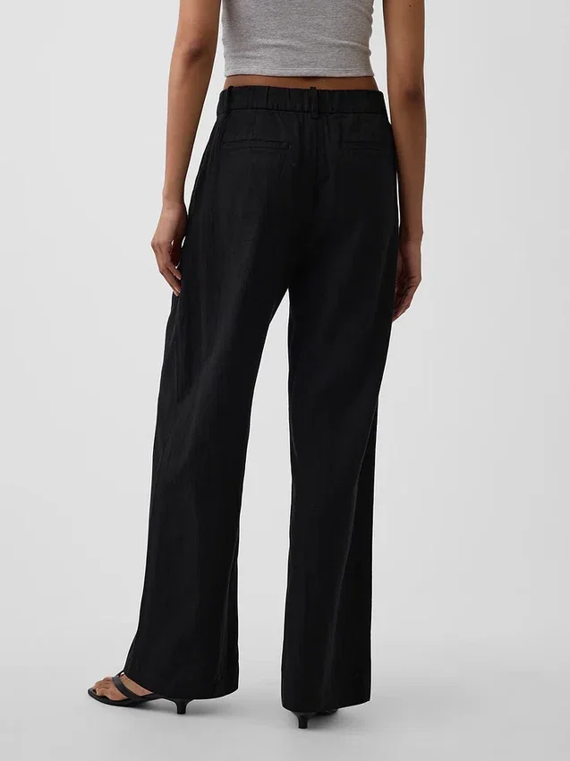Pantalones de mezcla de lino de talle alto 365