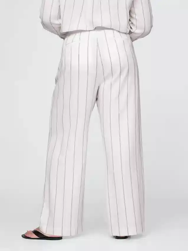 Pantalones de mezcla de lino de talle alto 365
