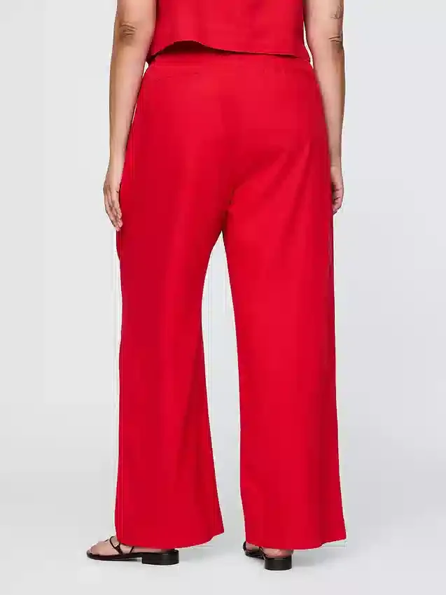 Pantalones de mezcla de lino de talle alto 365