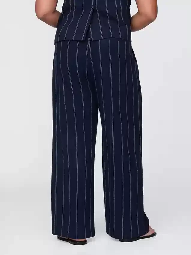 Pantalones de mezcla de lino de talle alto 365