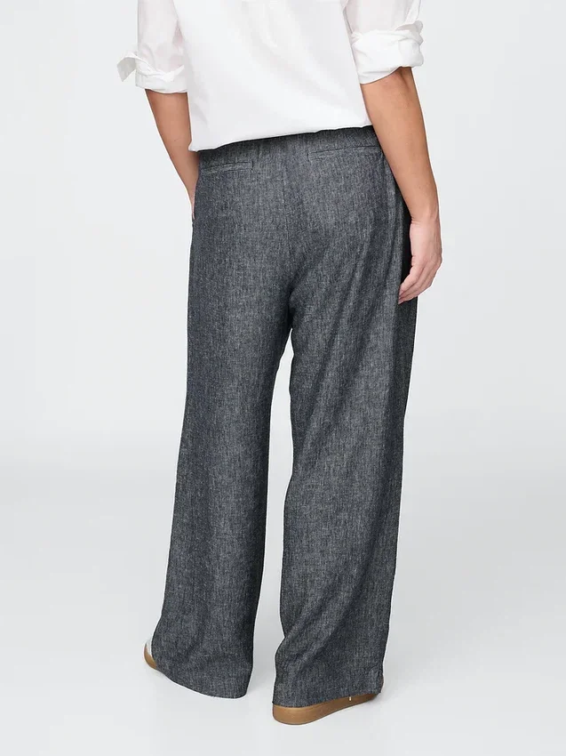 Pantalones de mezcla de lino de talle alto 365
