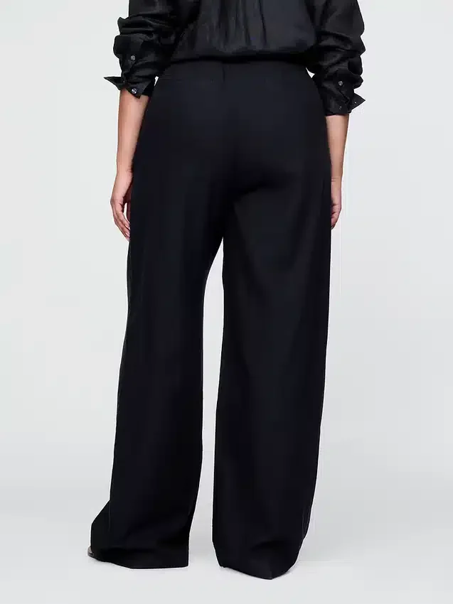 Pantalones de mezcla de lino de talle alto 365