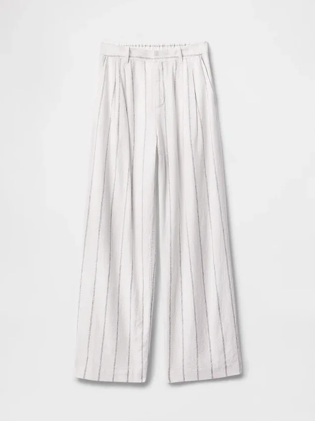 Pantalones de mezcla de lino de talle alto 365