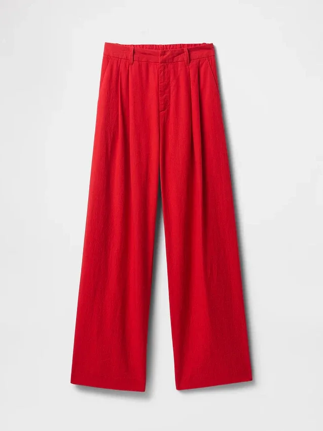 Pantalones de mezcla de lino de talle alto 365