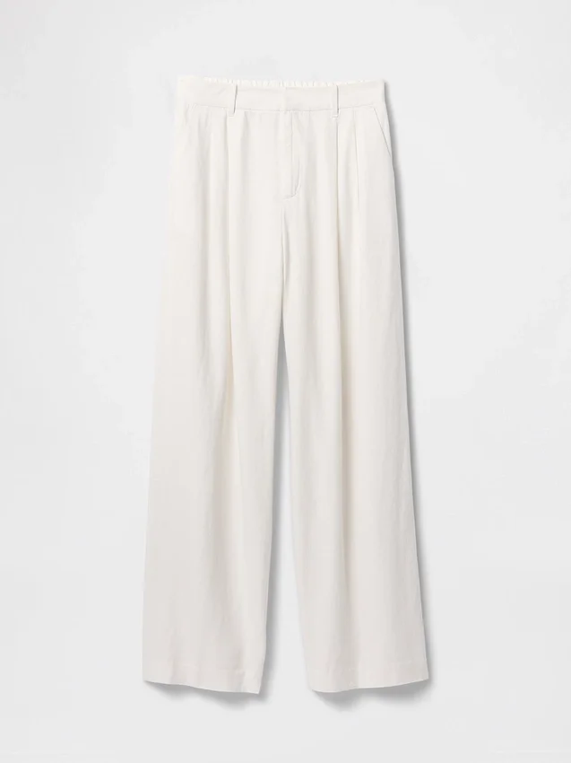 Pantalones de mezcla de lino de talle alto 365