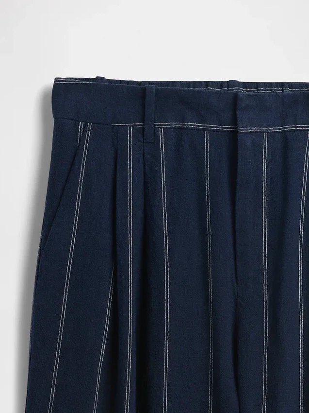 Pantalones de mezcla de lino de talle alto 365