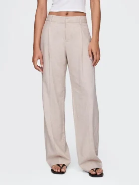 Pantalones de mezcla de lino de talle bajo 365