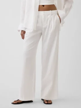 Pantalones de mezcla de lino de talle bajo 365