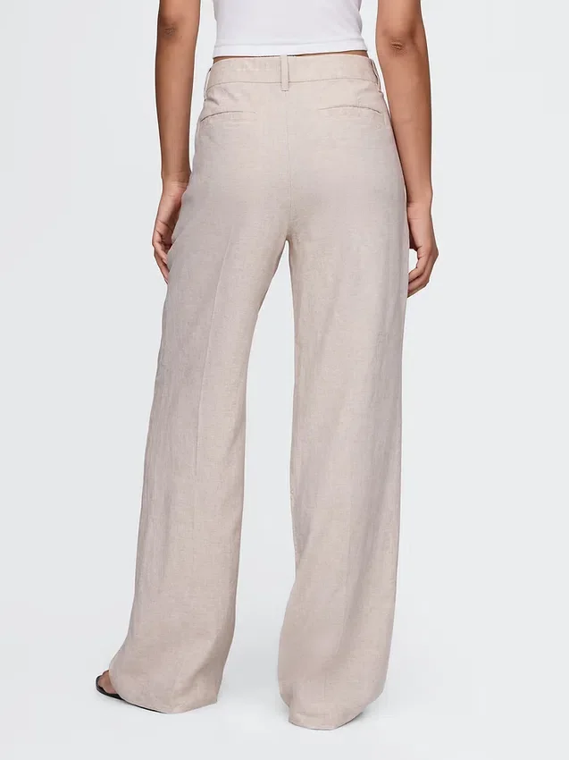 Pantalones de mezcla de lino de talle bajo 365