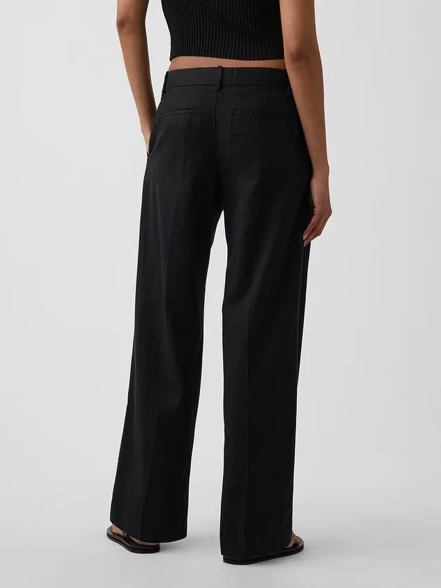 Pantalones de mezcla de lino de talle bajo 365