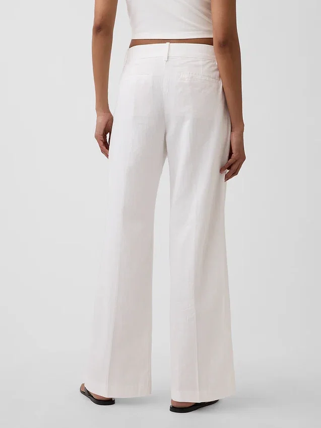 Pantalones de mezcla de lino de talle bajo 365