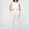 Pantalones de mezcla de lino de talle bajo 365