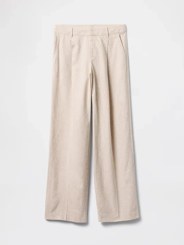 Pantalones de mezcla de lino de talle bajo 365