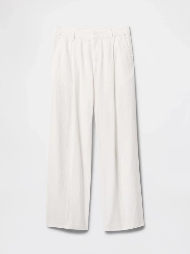 Pantalones de mezcla de lino de talle bajo 365