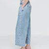 Pantalones de mezclilla de talle alto ultrasuaves con pliegues hasta el tobillo 365
