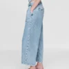 Pantalones de mezclilla de talle alto ultrasuaves con pliegues hasta el tobillo 365