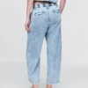 Pantalones de mezclilla de talle alto ultrasuaves con pliegues hasta el tobillo 365
