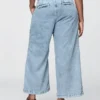 Pantalones de mezclilla de talle alto ultrasuaves con pliegues hasta el tobillo 365