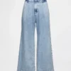 Pantalones de mezclilla de talle alto ultrasuaves con pliegues hasta el tobillo 365
