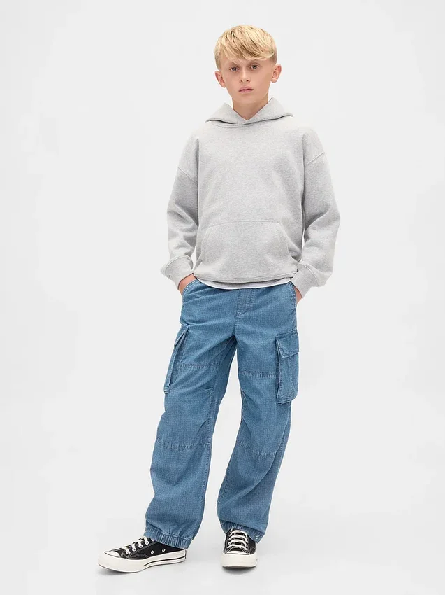 Pantalones de mezclilla holgados tipo cargo para niños
