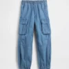 Pantalones de mezclilla holgados tipo cargo para niños