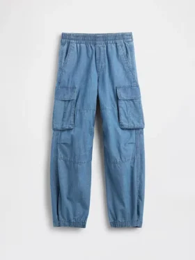 Pantalones de mezclilla holgados tipo cargo para niños