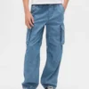Pantalones de mezclilla holgados tipo cargo para niños