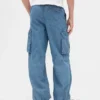 Pantalones de mezclilla holgados tipo cargo para niños