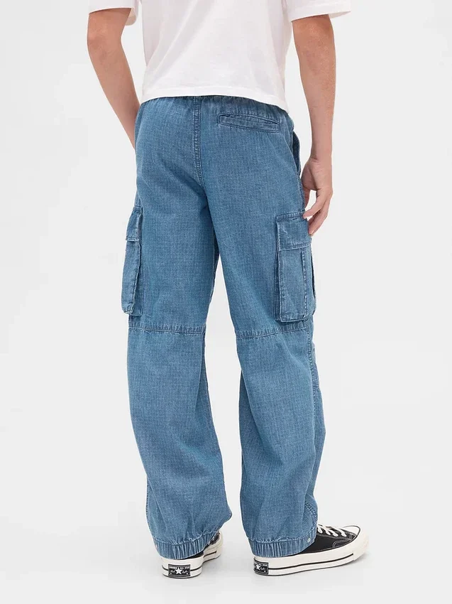 Pantalones de mezclilla holgados tipo cargo para niños