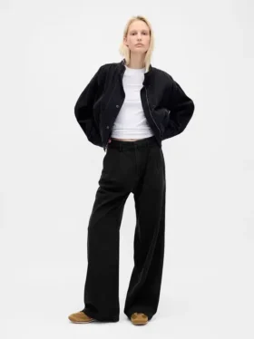 Pantalones de mezclilla plisados ultrasuaves de talle alto 365
