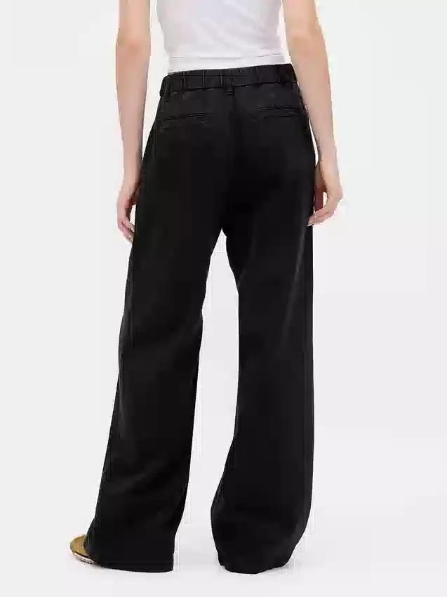 Pantalones de mezclilla plisados ultrasuaves de talle alto 365