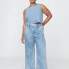 Pantalones de mezclilla plisados ultrasuaves de talle alto 365