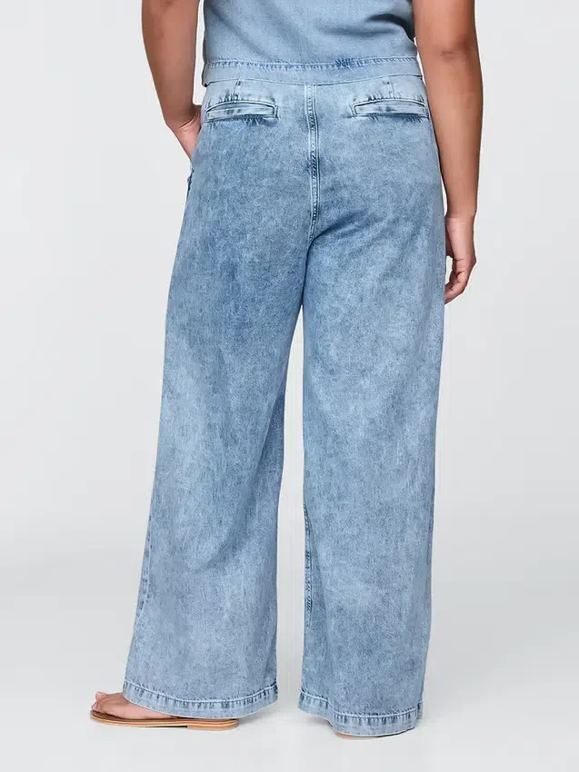 Pantalones de mezclilla plisados ultrasuaves de talle alto 365