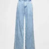 Pantalones de mezclilla plisados ultrasuaves de talle alto 365
