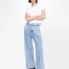 Pantalones de mezclilla plisados ultrasuaves de talle alto 365