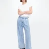 Pantalones de mezclilla plisados ultrasuaves de talle alto 365