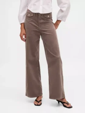 Pantalones de pana de tiro alto y pierna ancha