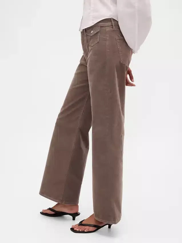 Pantalones de pana de tiro alto y pierna ancha