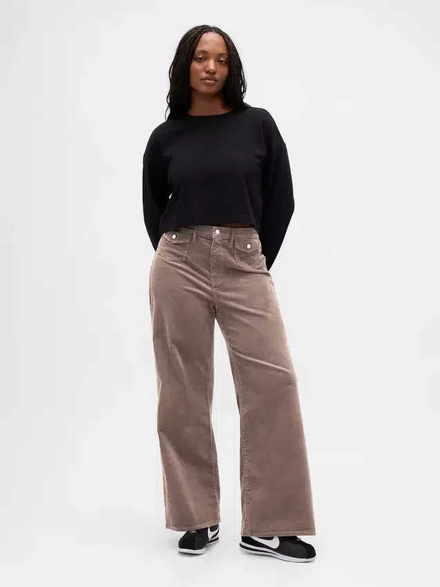 Pantalones de pana de tiro alto y pierna ancha