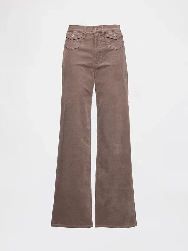 Pantalones de pana de tiro alto y pierna ancha