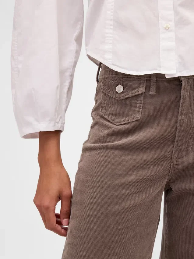 Pantalones de pana de tiro alto y pierna ancha